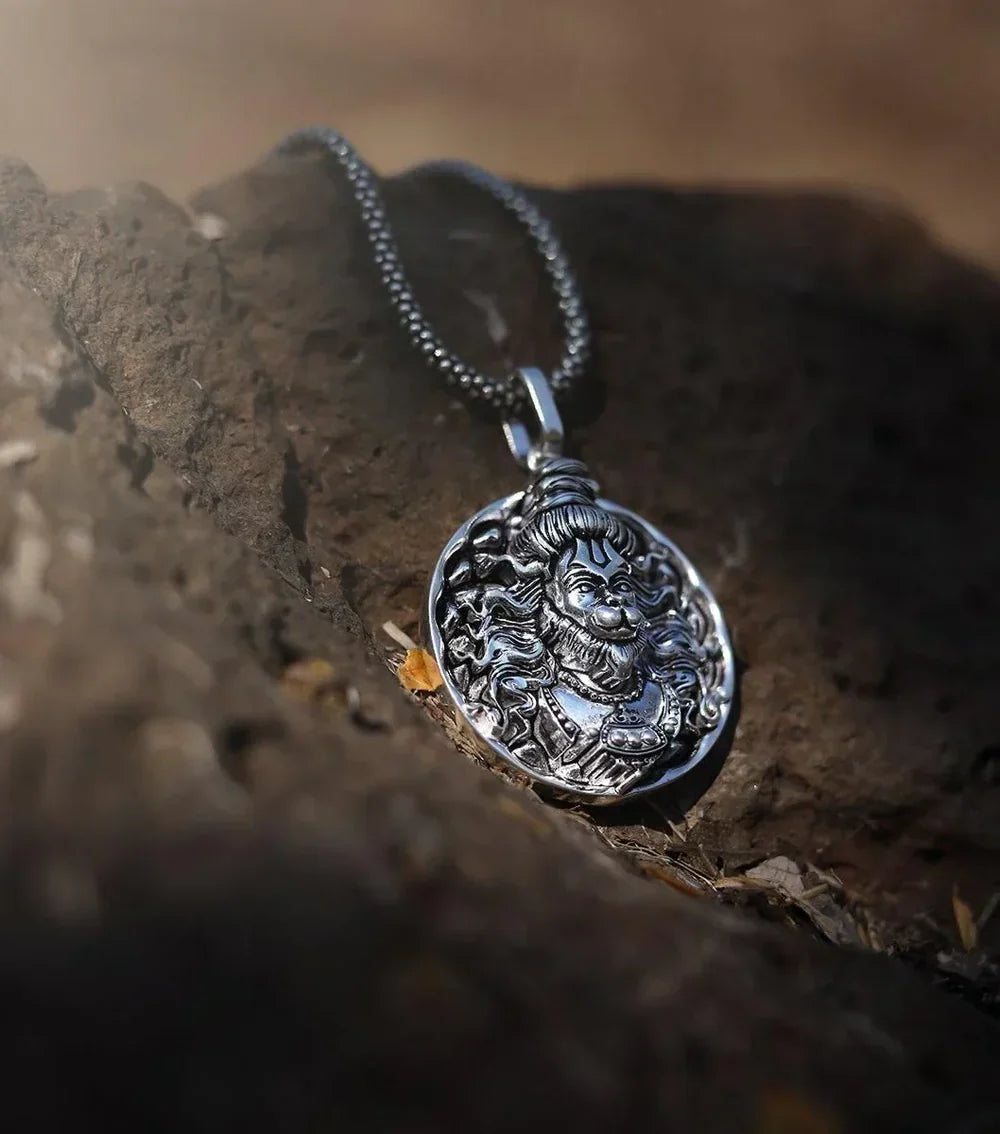 Hanuman Ji Face Locket With Silver Plated Chain + Mysterious🎁Gift Included (Buy 1 Get 1 Free🔥🔥)
