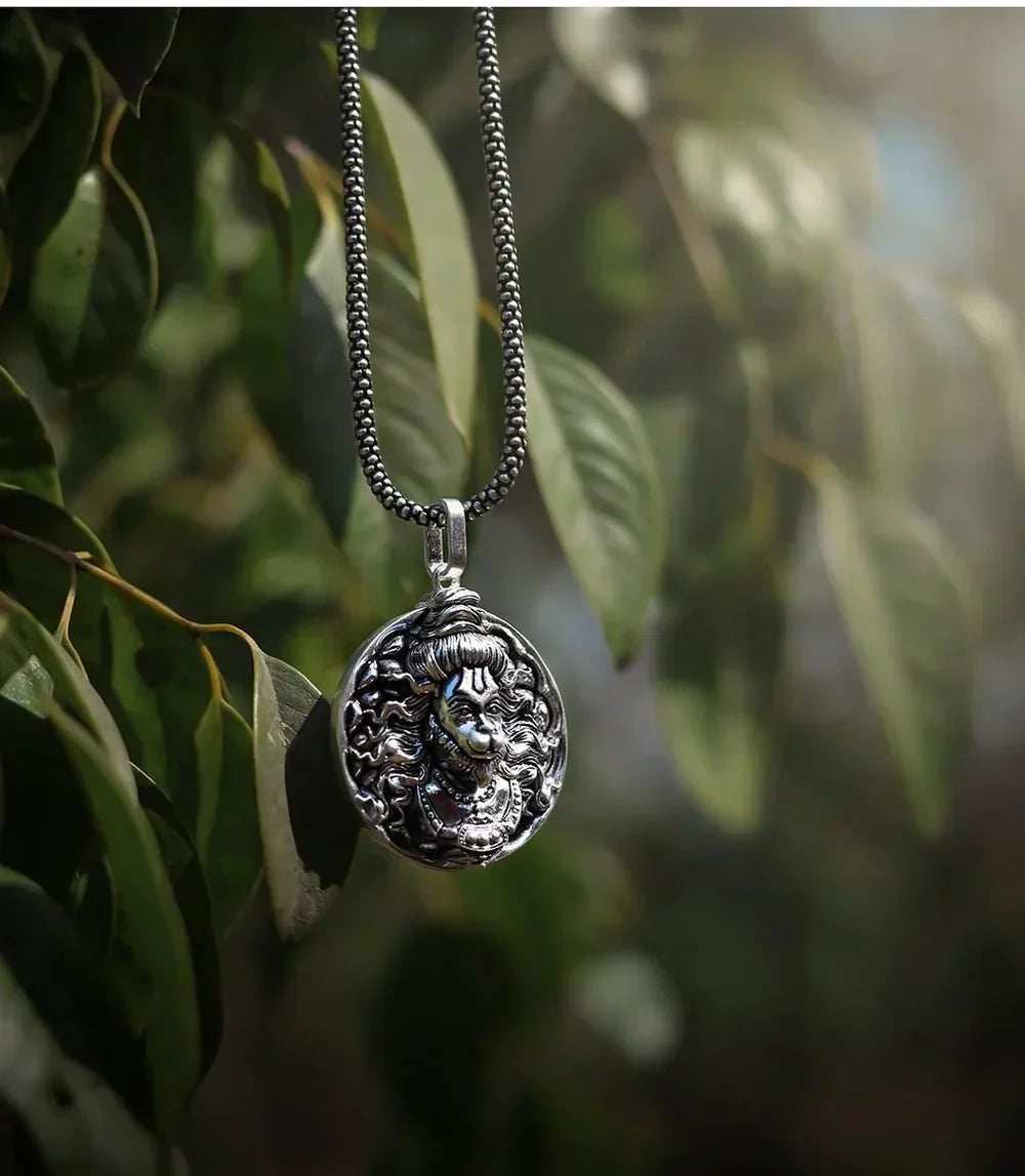 Hanuman Ji Face Locket With Silver Plated Chain + Mysterious🎁Gift Included (Buy 1 Get 1 Free🔥🔥)